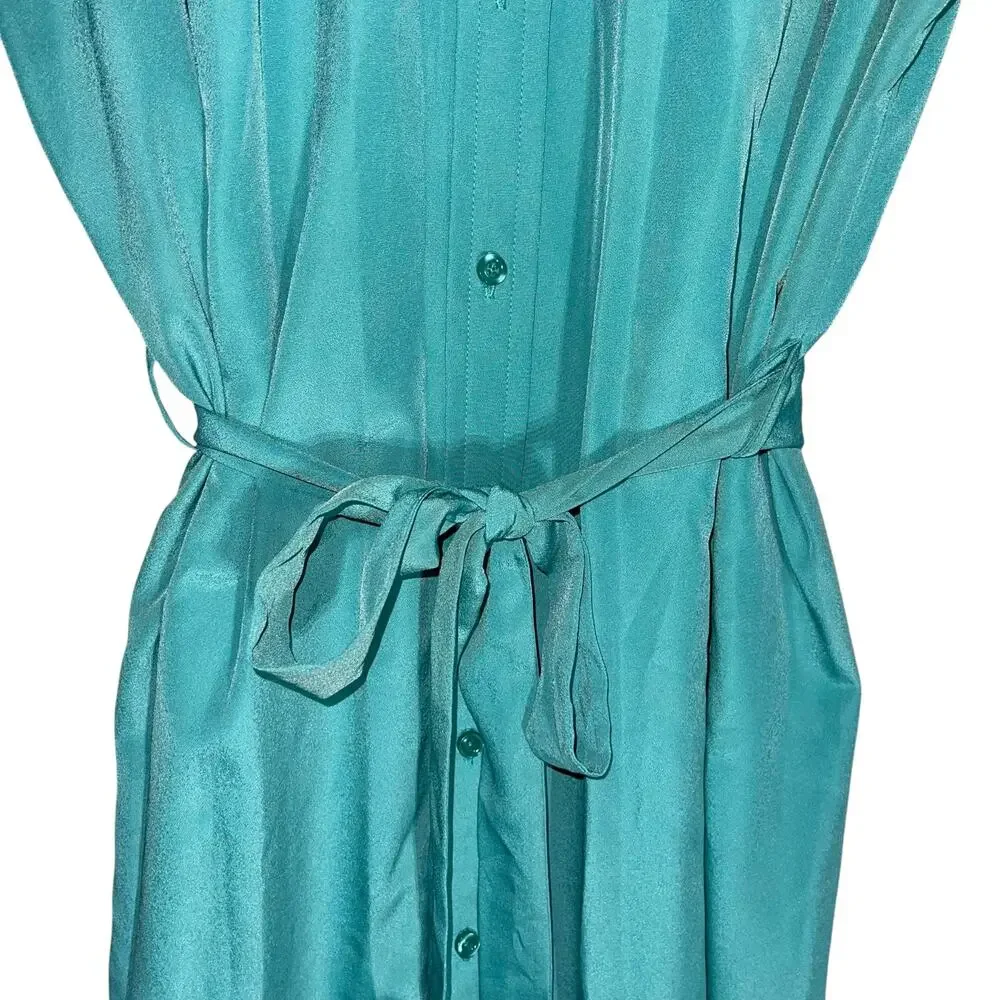 J. Peterman Aqua/Turquoise Button-Front Midi Dress - Picture 6 of 9